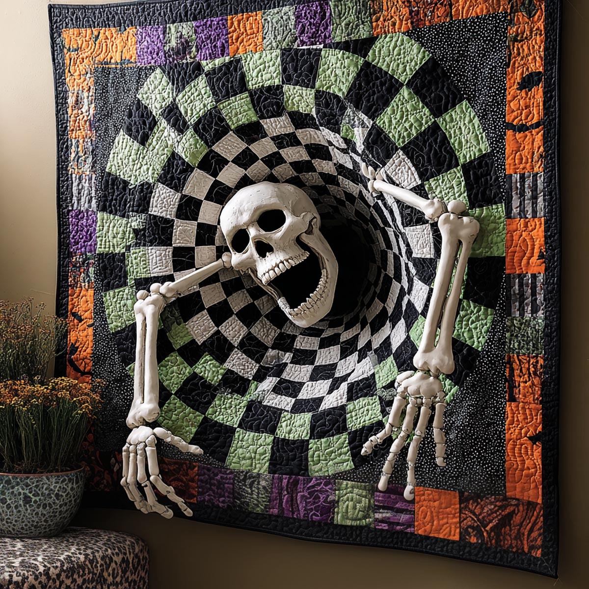 Candy Corn Descent Art Quilt Hanging NCU0DV2232