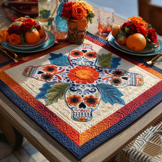 Candy Skull Charm Quilted Table Topper NCU0PTT989