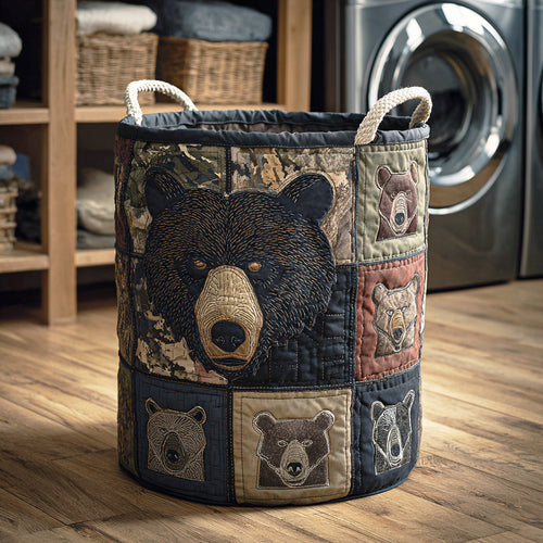 Canyon Bear Quilted Laundry Basket NCU0NTD1189