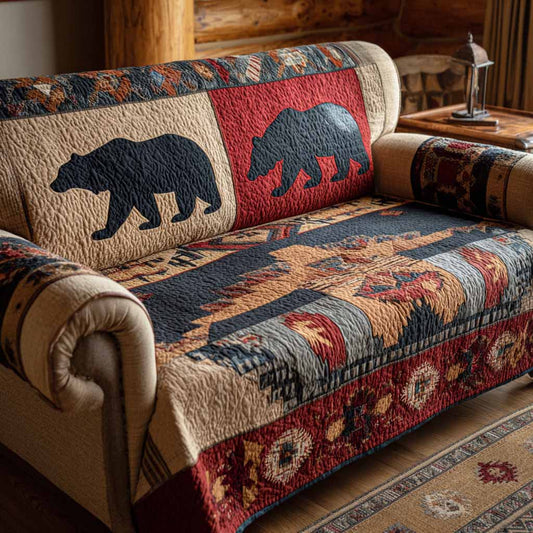Canyon Bear Quilted Sofa Cover NCU0NXD1482