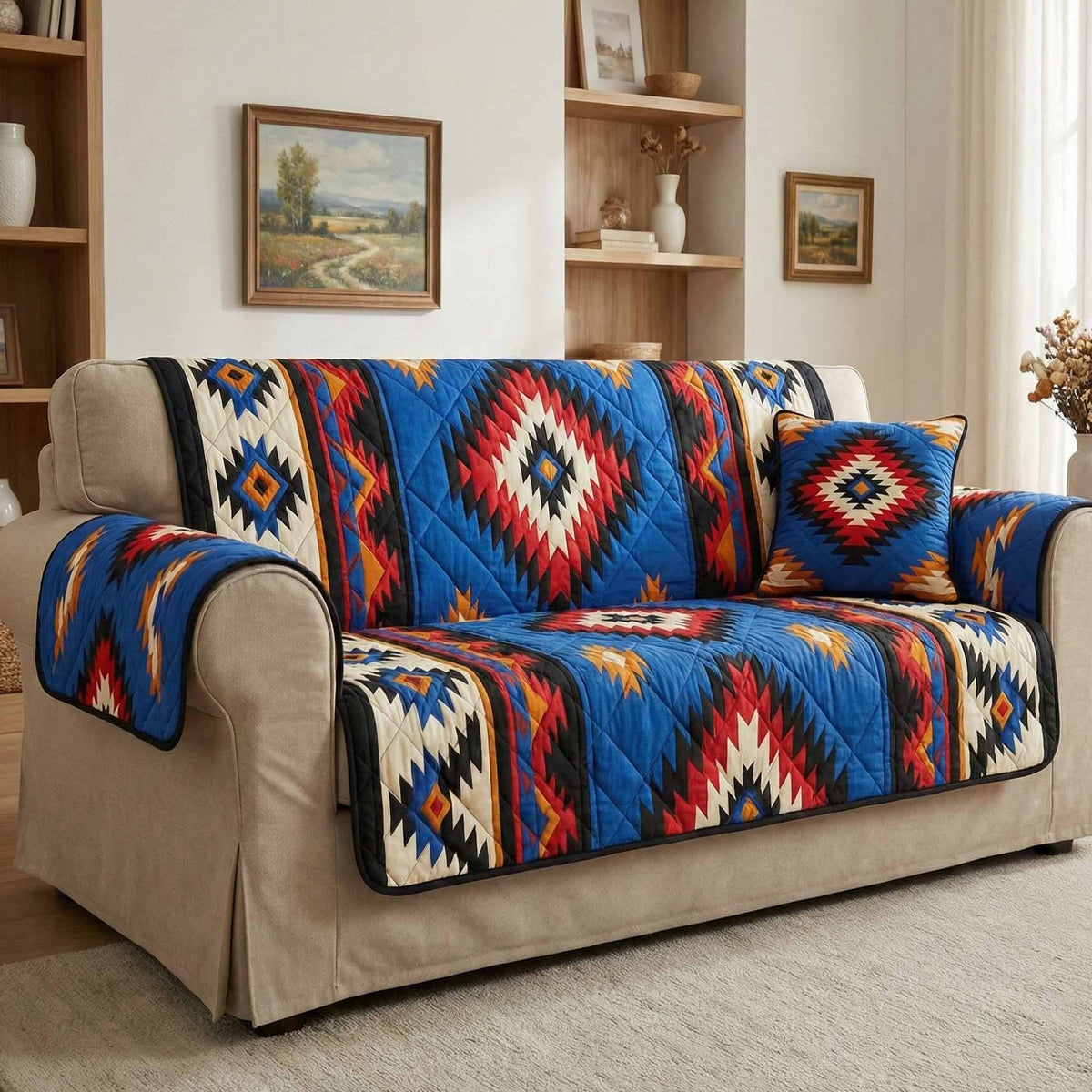 Canyon Burst Quilted Sofa Cover NCU0NXD1592