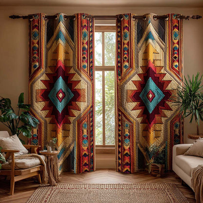 Canyon Flame Chevron Quilted Curtains NCU0NXD1158