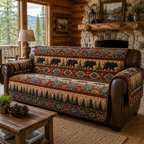 Canyon Horizon Bears Quilted Sofa Cover NCU0PVL1071