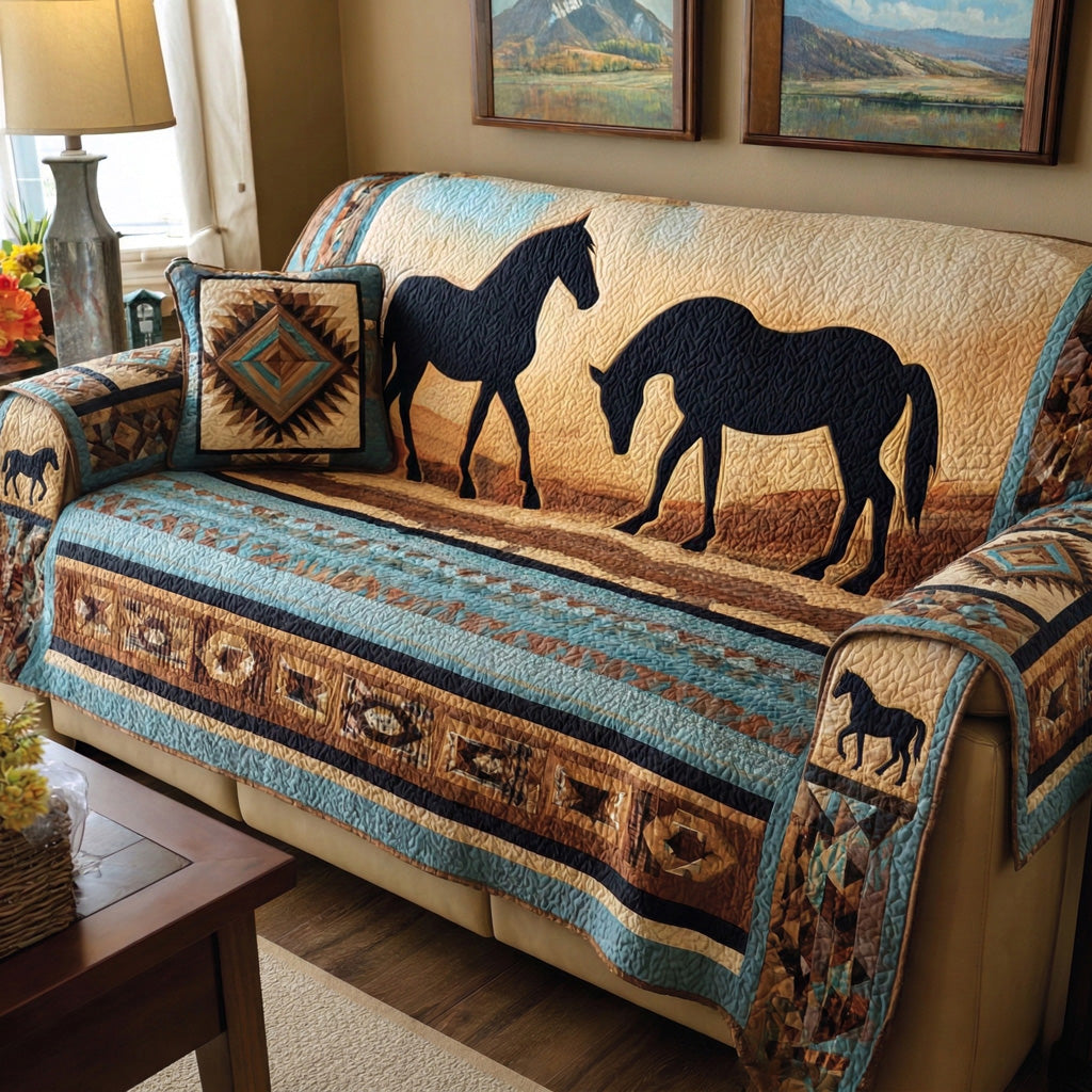 Canyon Horse Trail Quilted Sofa Cover NCU0LDH769