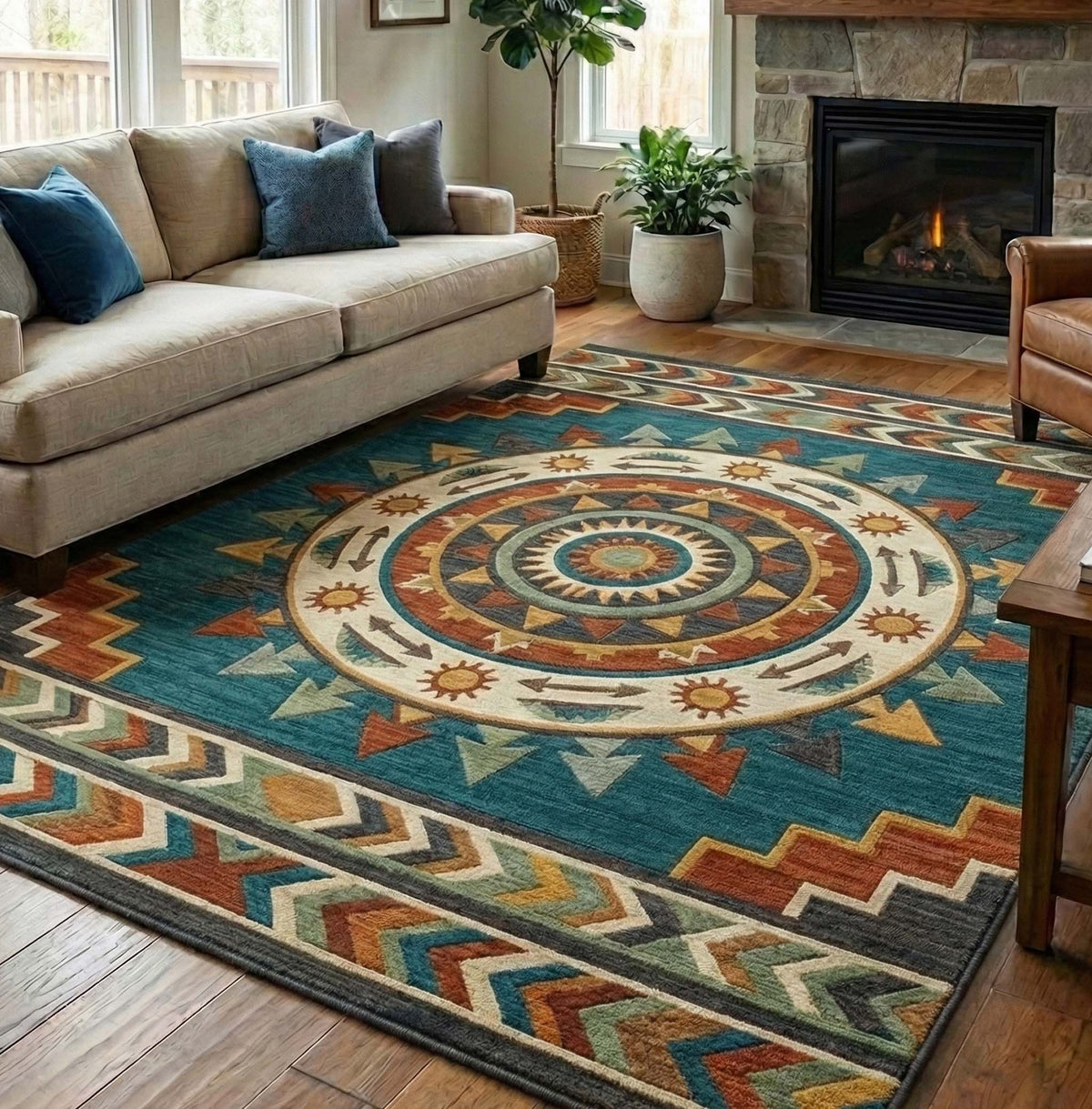 Canyon Mandala Circle Area Rug NCU0NXD1382