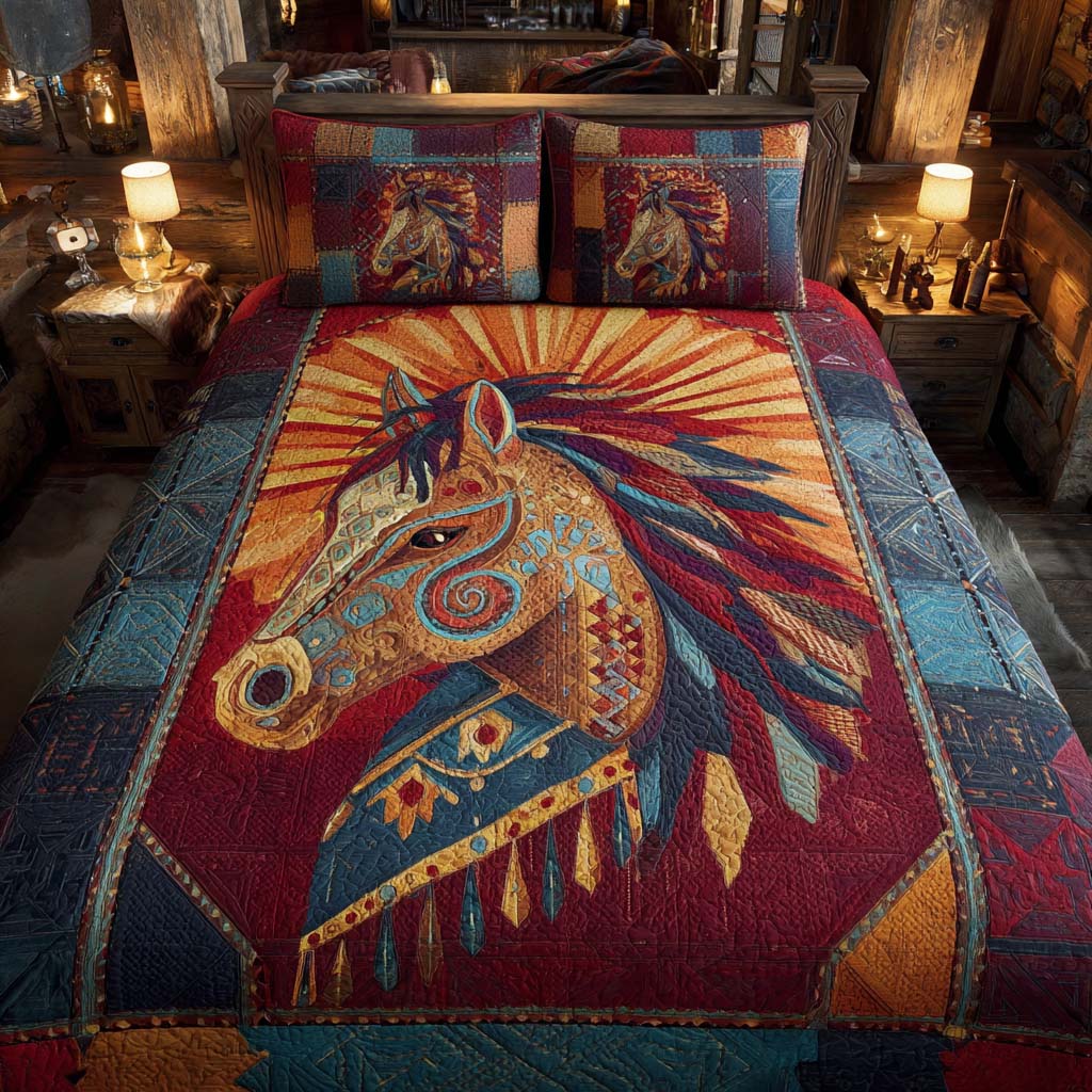 Canyon Spirit Totem 3-Piece Quilted Bedding Set NCU0NXD1083