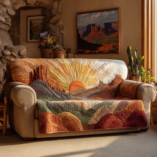 Canyon Sunburst Quilted Sofa Cover NCU0LDH656