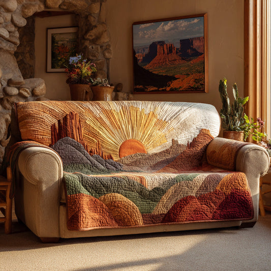 Canyon Sunburst Quilted Sofa Cover NCU0LDH656