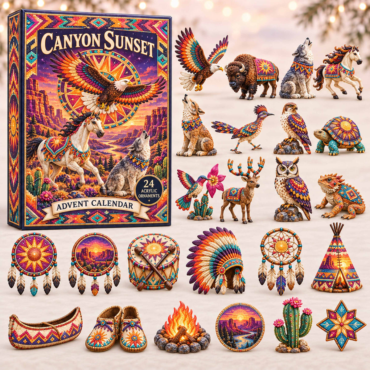 CHRISTMAS KICKOFF 40% OFF - Canyon Sunset Advent Calendar 2026 - 24-Day Festive Countdown, Acrylic Charms Blind Box - Gift For Family and Friends AC0TD003