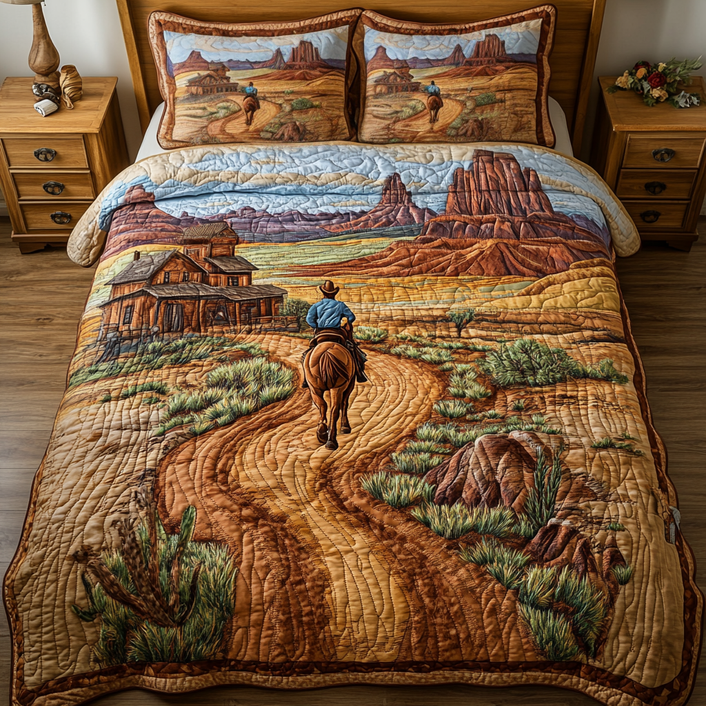 Canyon Sunset 3-Piece Quilted Bedding Set NCU0NVH598