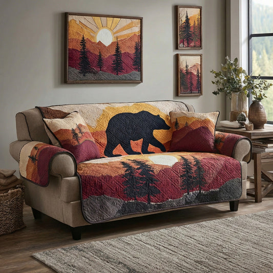 Canyon Sunset Bear Quilted Sofa Cover NCU0LDH662