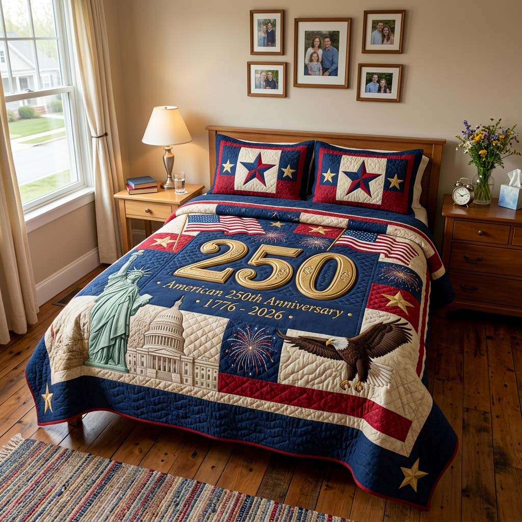 Capitol Heritage 250 3-Piece Quilted Bedding Set NCU0HNH1065