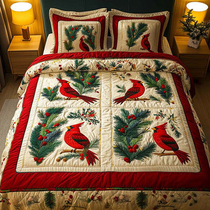 Cardinal Song 3-Piece Quilted Bedding Set NCU0NNT007