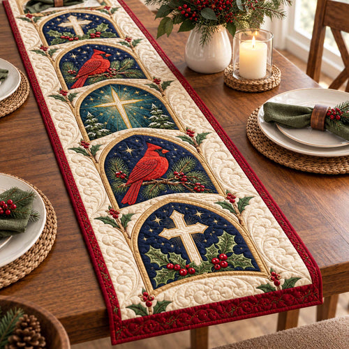 Cardinal Cross Quilted Table Runner NCU0NTD2340
