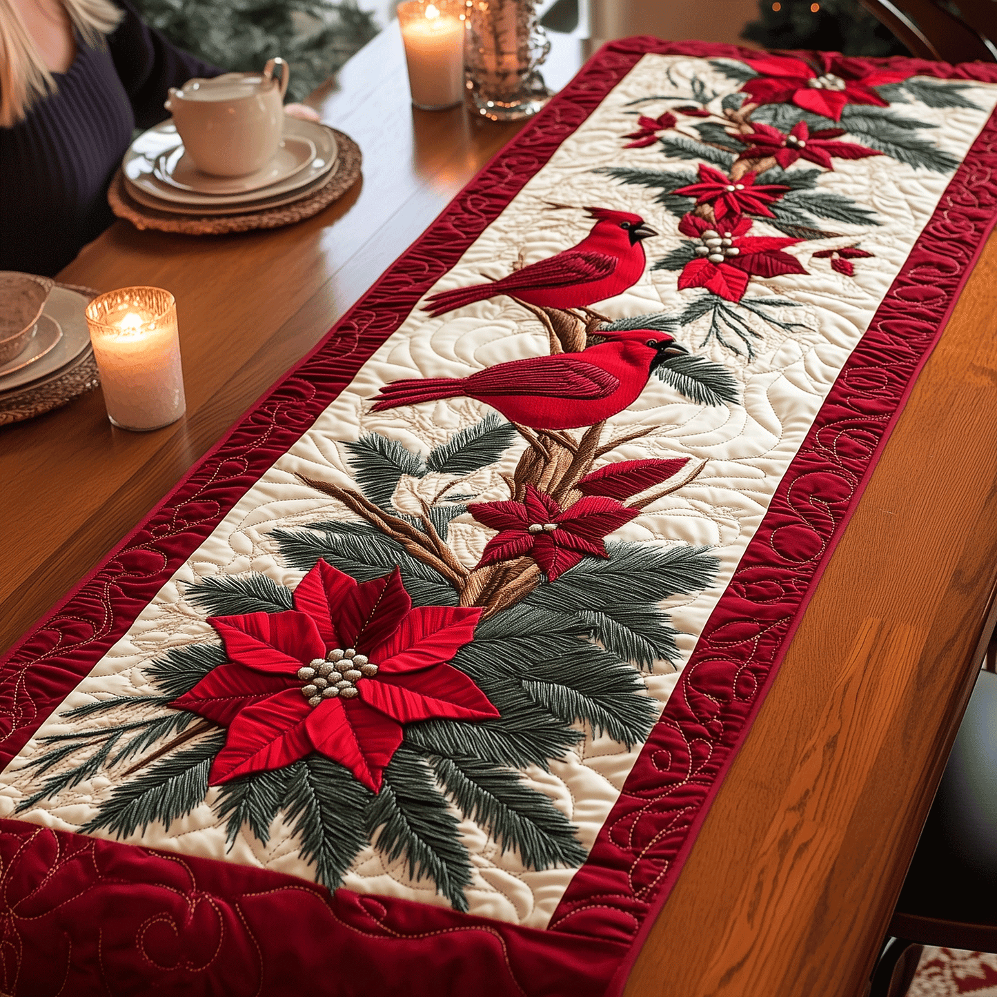 Cardinal Cuddle Quilted Table Runner NCU0TH1916