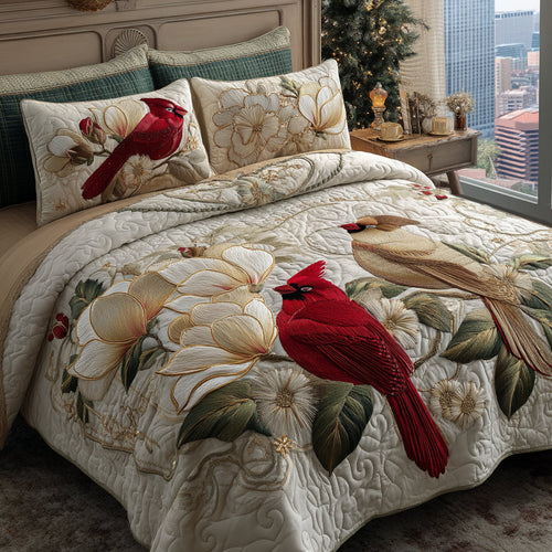 Cardinal Dreams 3-Piece Quilted Bedding Set NCU0DV1505