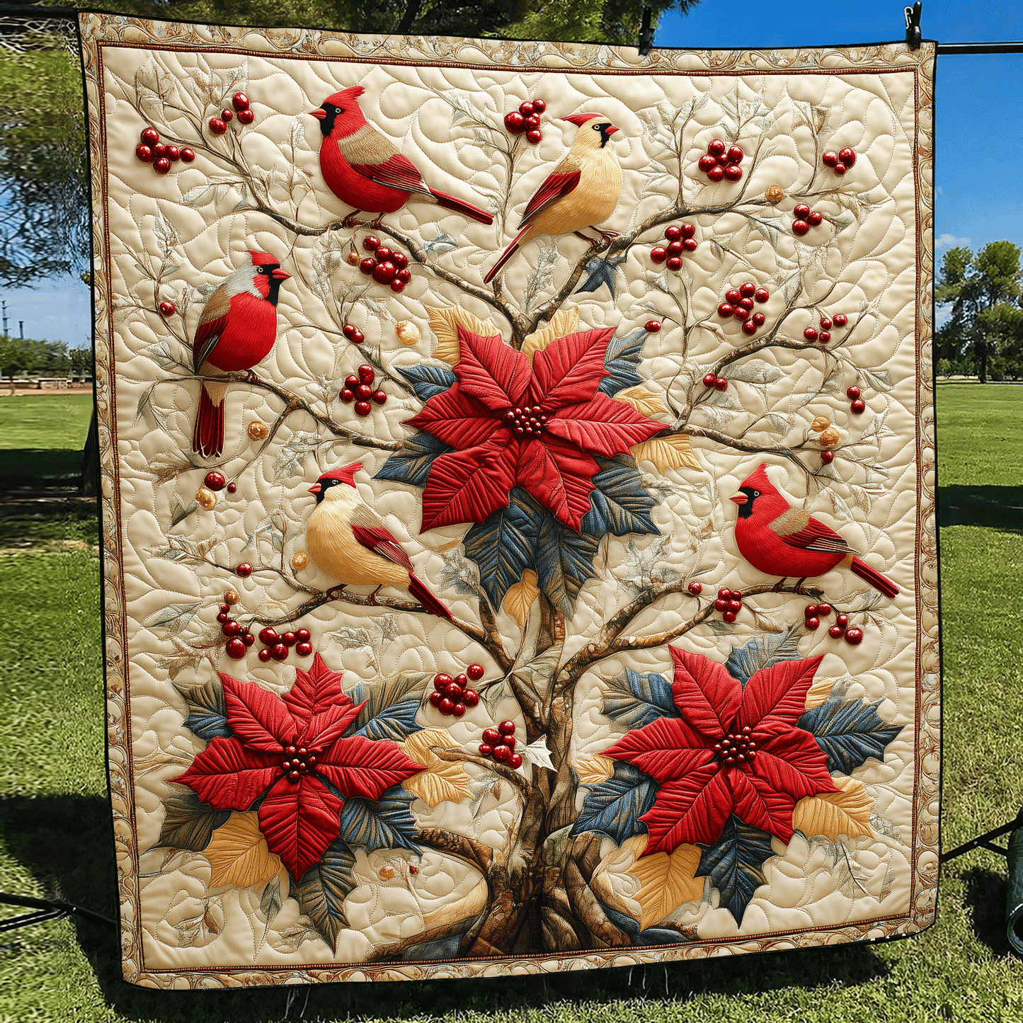 Cardinal Family Quilted Blanket NCU0DV1145