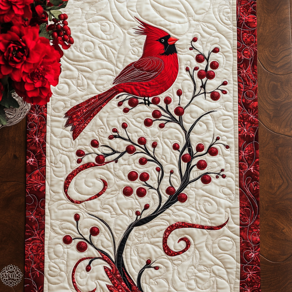 Cardinal Joy Quilted Table Runner NCU0DDK1389