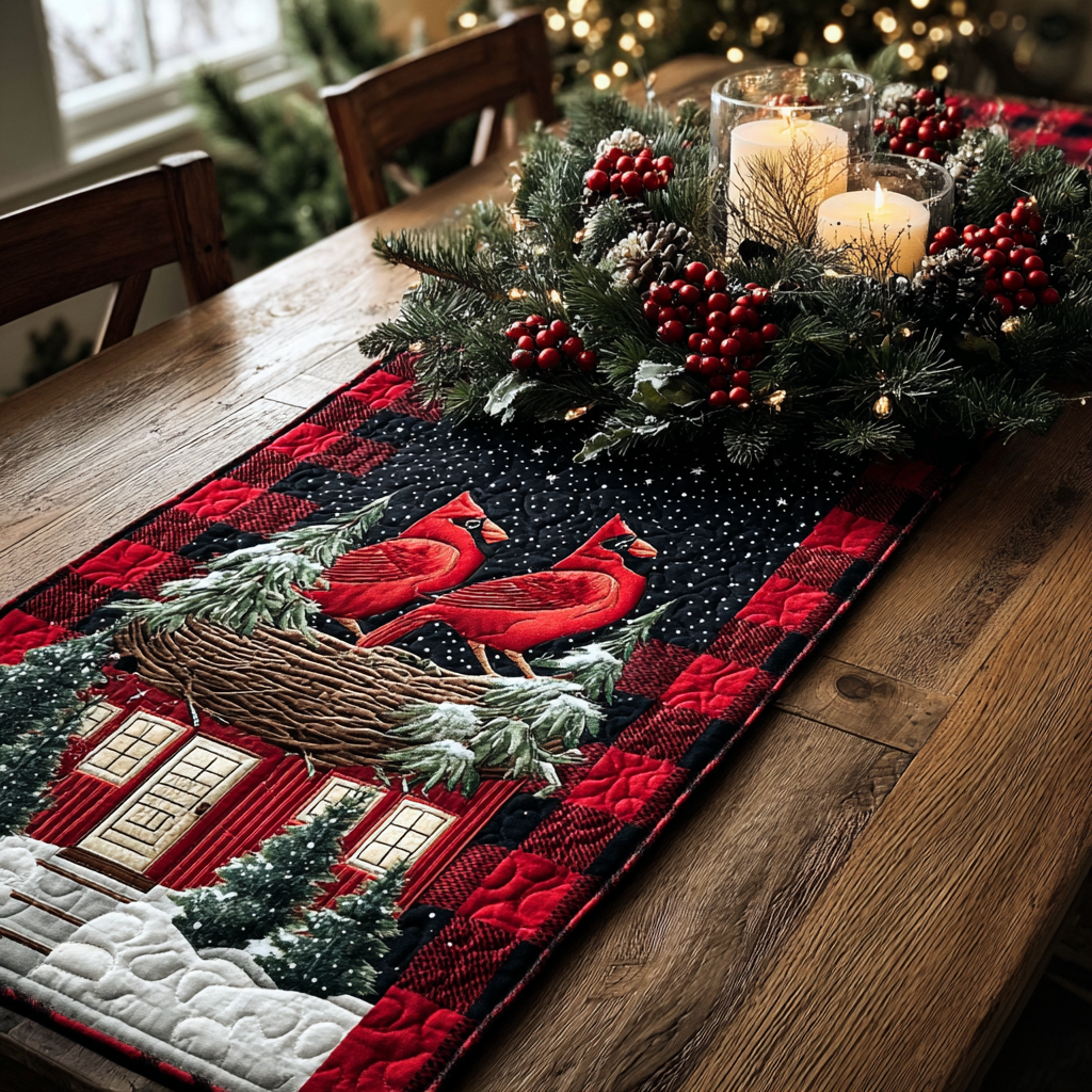 Cardinal Whisper Quilted Table Runner NCU0DDK1388