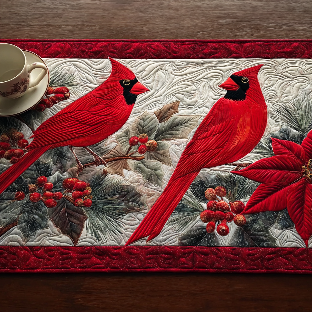 Cardinal Whisper Quilted Table Runner NCU0DDK1824