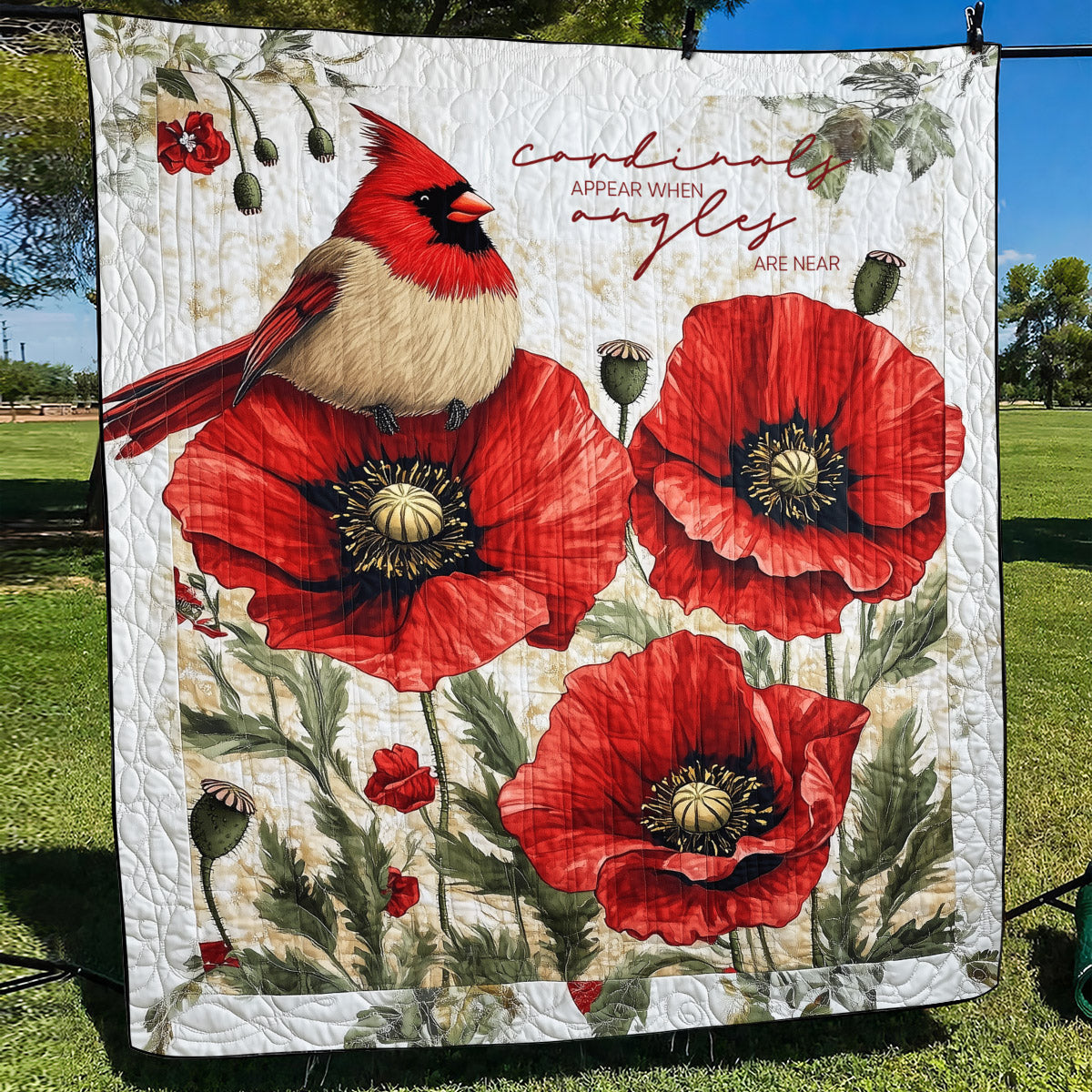 Cardinals Appear When Angels Are Near Art Quilt Hanging NCU0TL1056