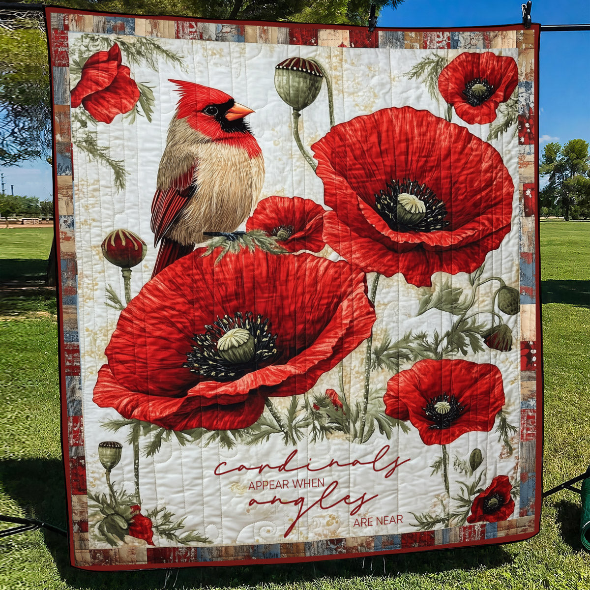 Cardinals Appear When Angels Are Near Art Quilt Hanging NCU0TL1057