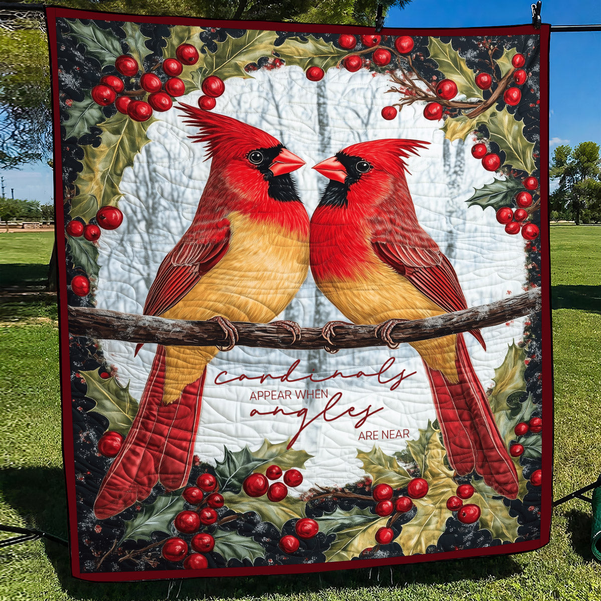 Cardinals Appear When Angels Are Near Art Quilt Hanging NCU0TL1058