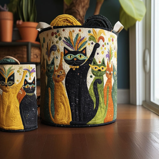 Carnival of Curious Cats Quilted Laundry Basket NCU0PTT2671