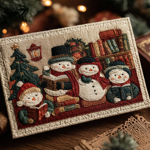 Caroling Snow Friends Quilted Fabric Postcard NCU0PTT2342