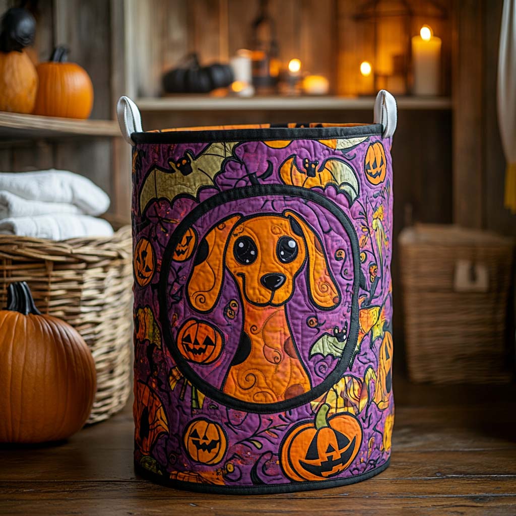 Cartoon Dachshund Quilted Laundry Basket NCU0NXD304