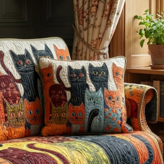 Cat Collage Quilted Pillow Case NCU0PTT2137