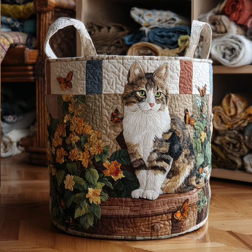 Cat Among Petals Quilted Laundry Basket NCU0PTT1933