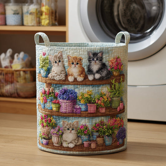 Cat Bloom Quilted Laundry Basket NCU0HNH684