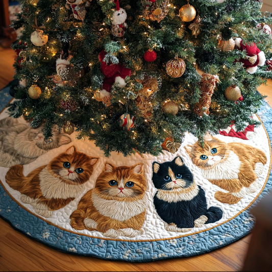 Cat Charm Christmas Quilted Tree Skirt NCU0DDK1438