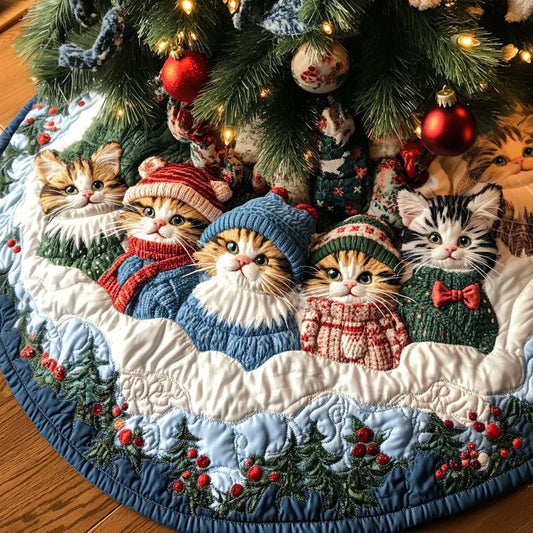Cat Christmas Mood Christmas Quilted Tree Skirt NCU0NNT2218