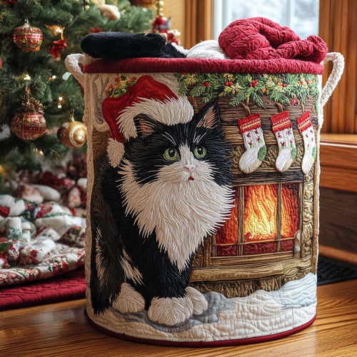 Cat Christmas Mood Quilted Laundry Basket NCU0NNT2198