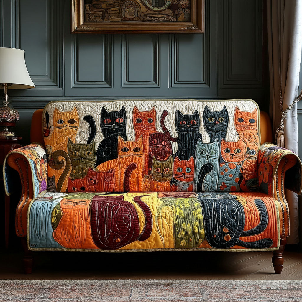 Cat Collage Quilted Sofa Cover NCU0PTT2137