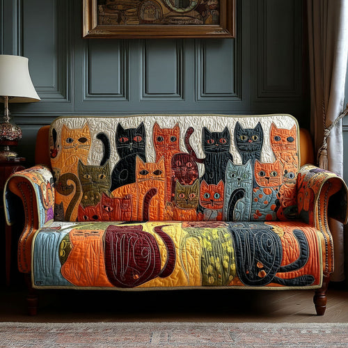 Cat Collage Quilted Sofa Cover NCU0PTT2137