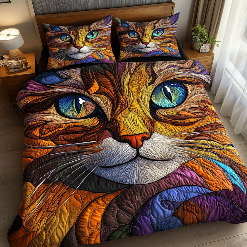 Cat Colorful Gaze 3-Piece Quilted Bedding Set NCU0NNT597