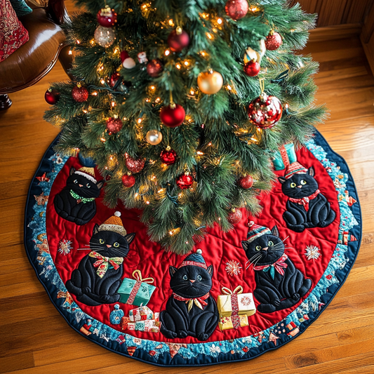 Cat Delight Christmas Quilted Tree Skirt NCU0DDK1443