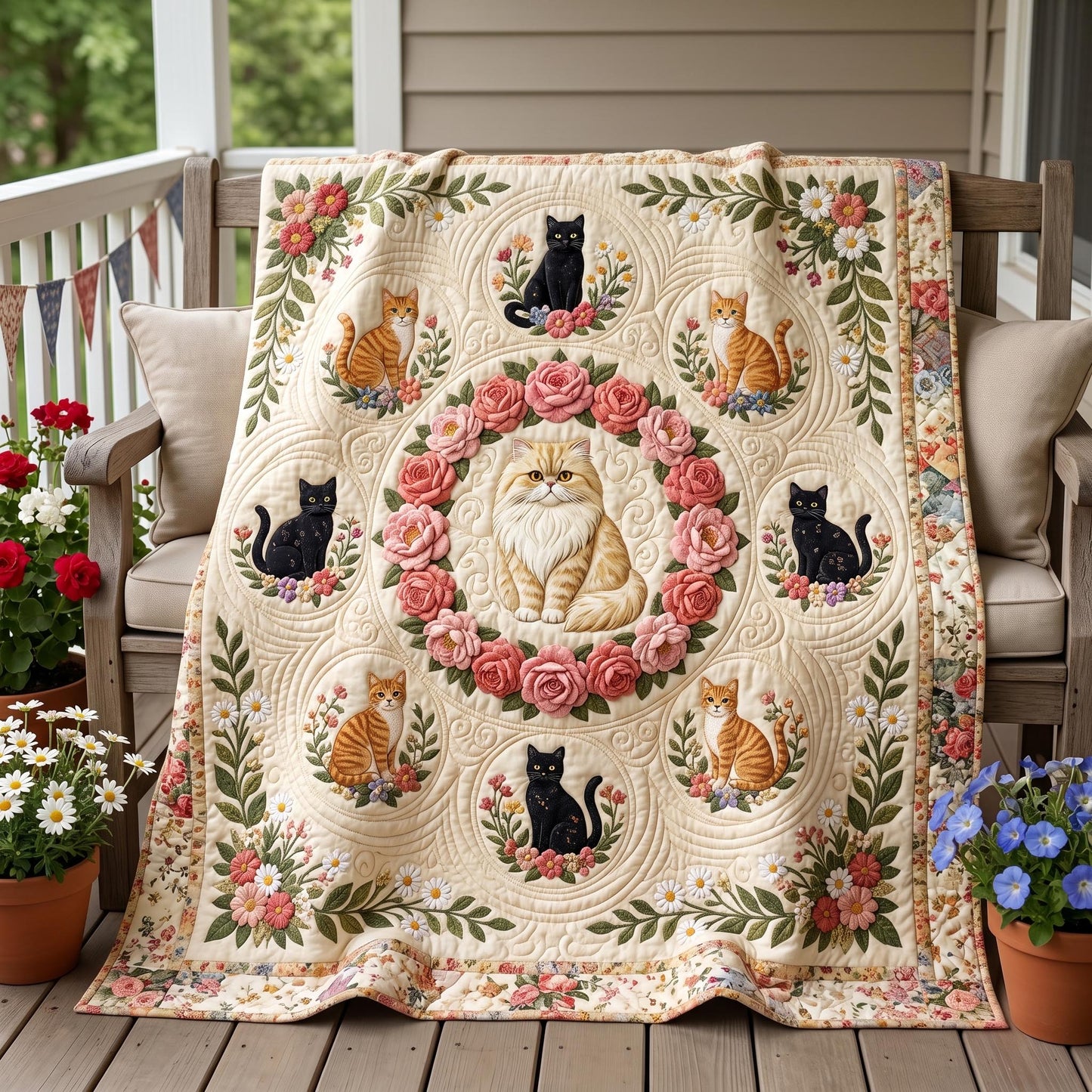 Cat Harmony Quilted Blanket NCU0NTD1924