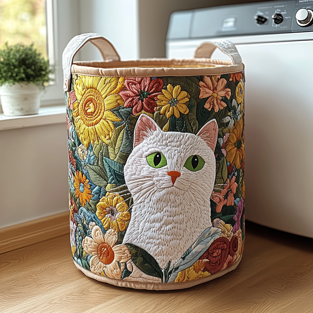 Rustic Black Cat Quilted Laundry Basket NCU0HNH036