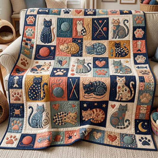 Cat Lover Patchwork Quilted Blanket NCU0NXD1854