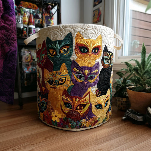 Cat Masquerade Quilted Laundry Basket NCU0PTT2514