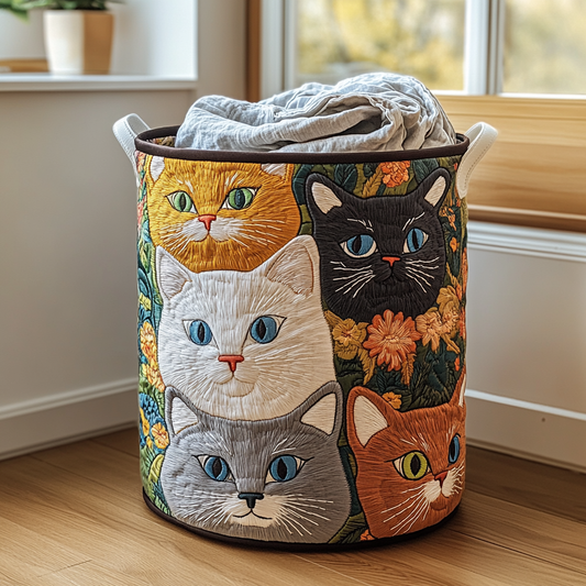Cat Meadow Quilted Laundry Basket NCU0DDK803