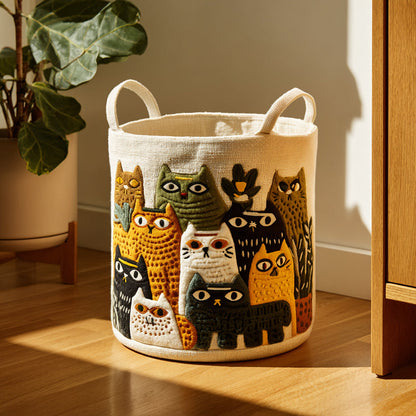 Cat Meadow Quilted Laundry Basket NCU0DV1625