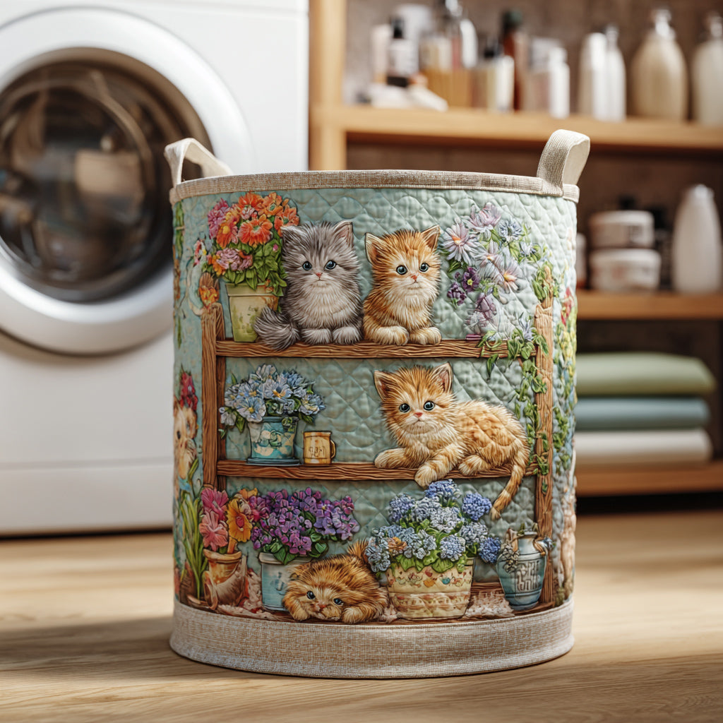 Cat Meadow Quilted Laundry Basket NCU0HNH687