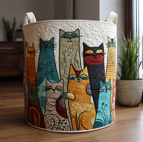 Cat Mosaic Quilted Laundry Basket NCU0DV1626