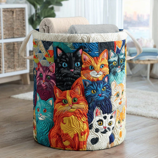 Cat Squad Hamper Quilted Laundry Basket NCU0NNL017