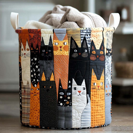 Cat Squad Hamper Quilted Laundry Basket NCU0NNL017